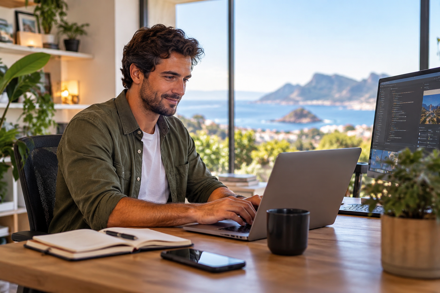 Remote technology professional working from a modern home office